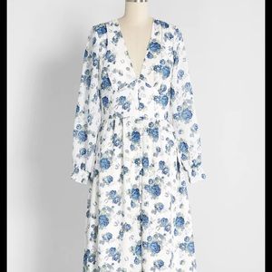 NWOT ModCloth Howdy Petal Partner Button-Up Midi Dress